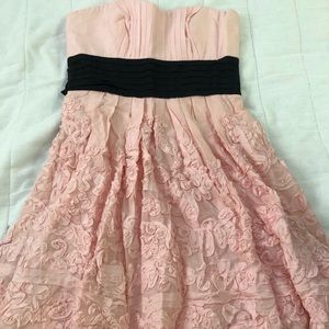 Pink roses strapless dress